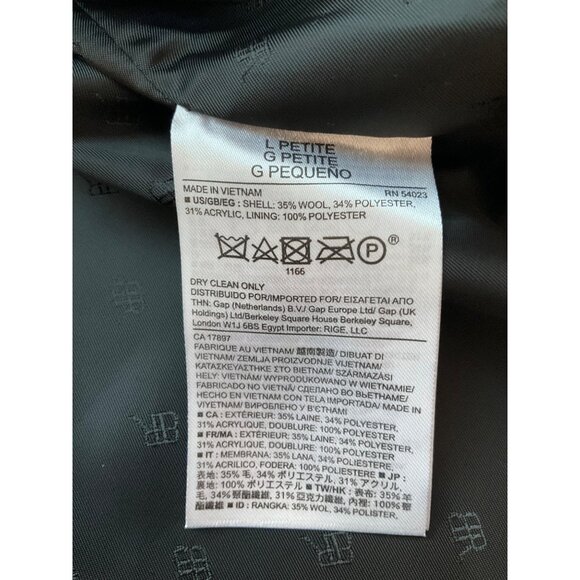 Banana Republic Womens Large P Coat Italian Wool Blend Plaid Check Double Breast - Picture 13 of 15